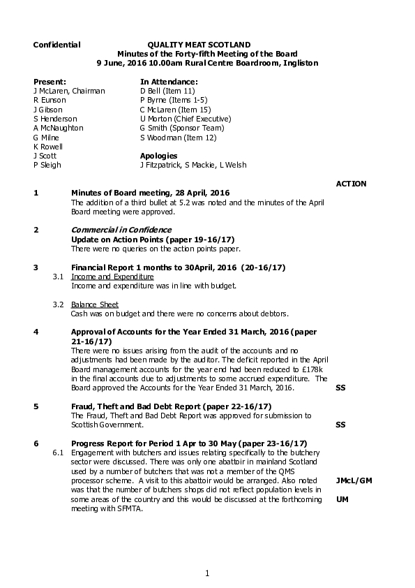 Board Meeting Minutes 9 June 2016