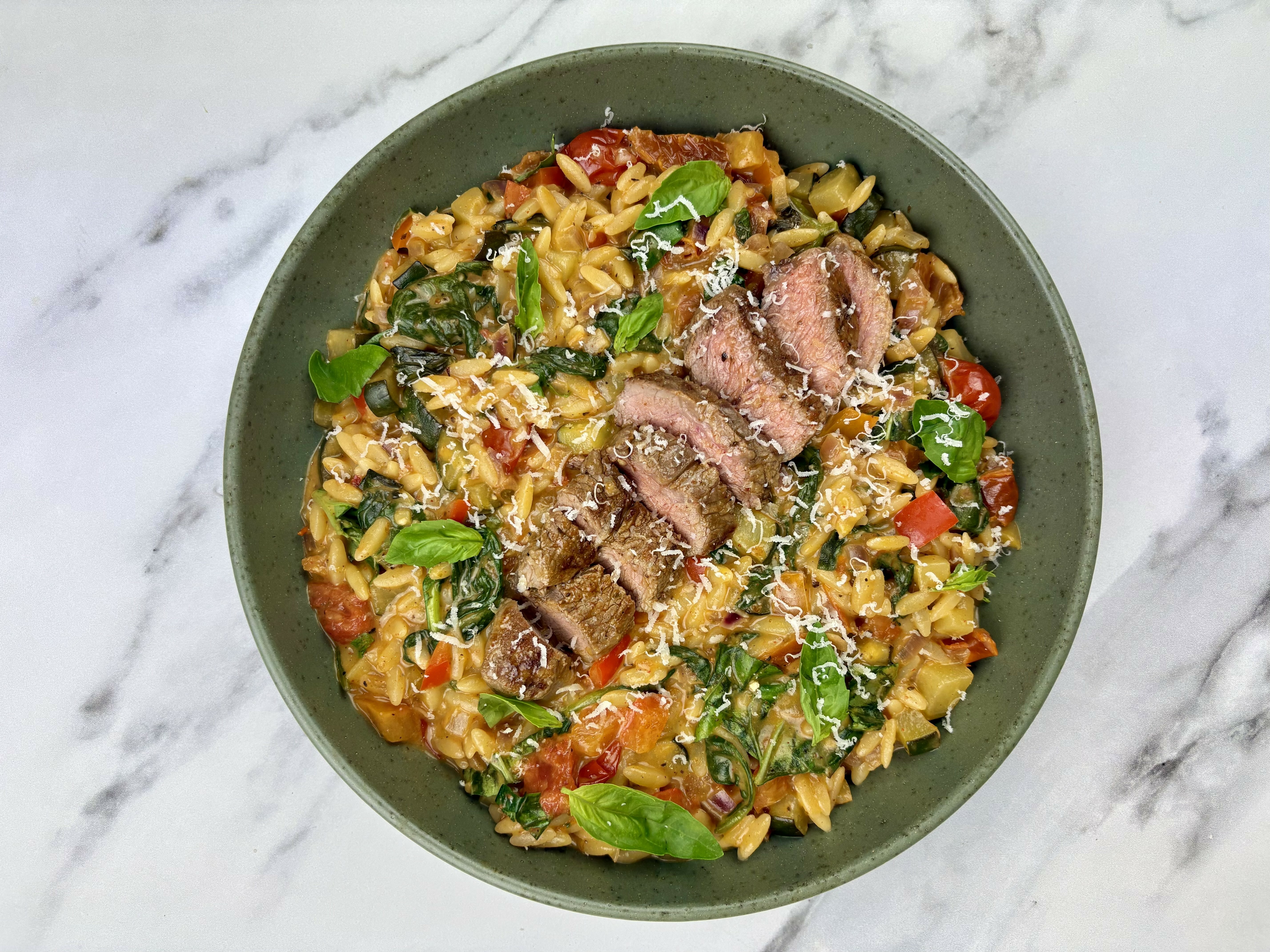Scotch Lamb Orzo with Sundried Tomato and Basil