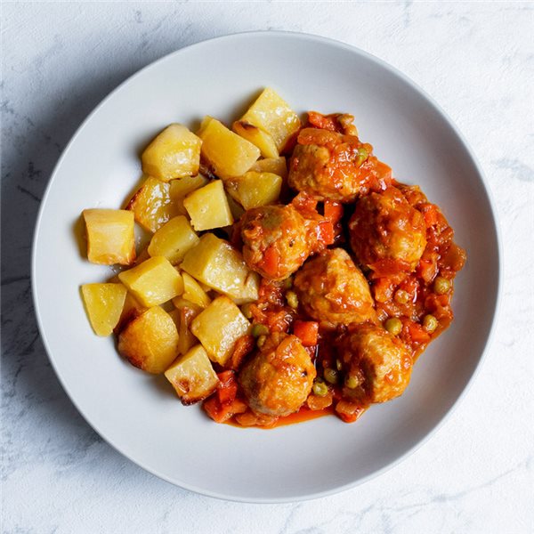 Albóndigas a la jardinera-lateral