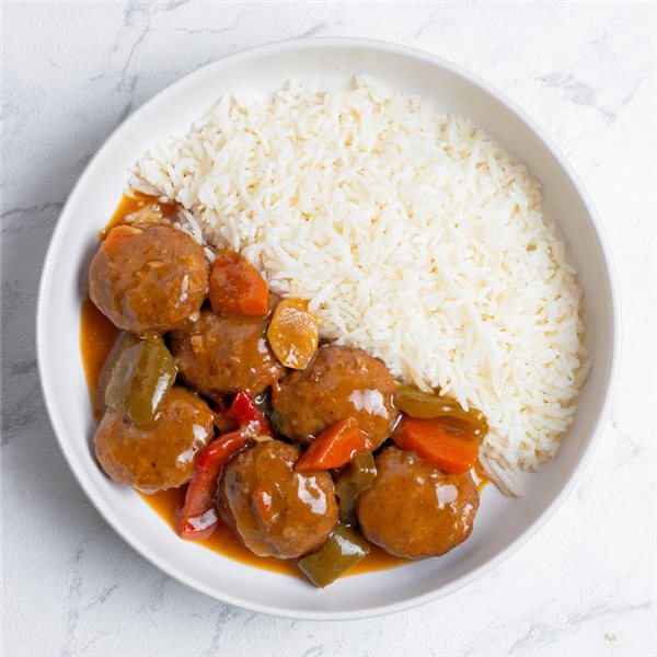 Albóndigas en salsa chop suey-lateral