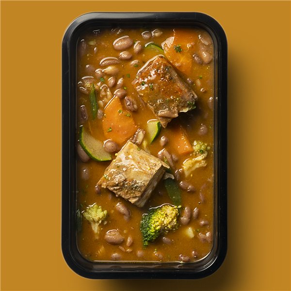 Alubias pintas con costilla y verduras eco-lateral