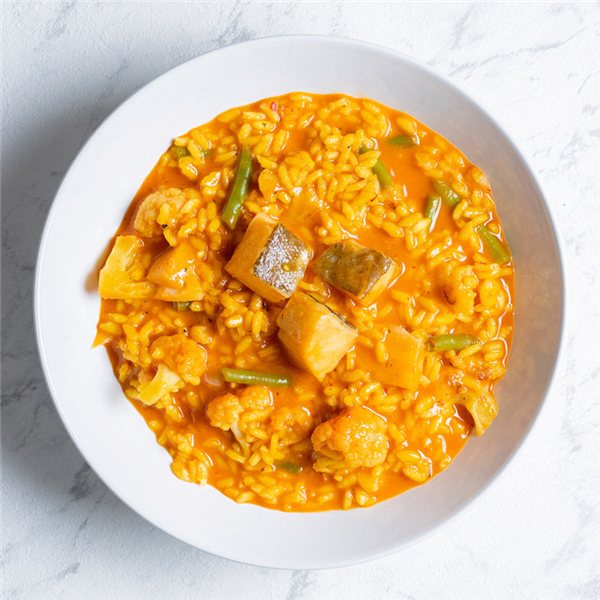 Arroz con bacalao y coliflor-detalle