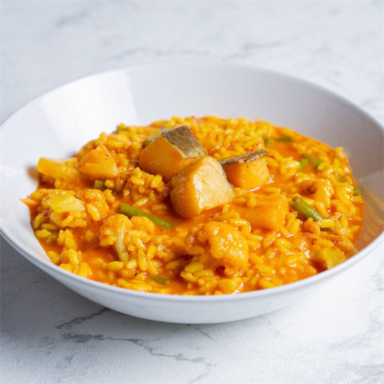 Arroz con bacalao y coliflor