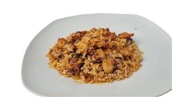 Arroz con pulpo y gambas al ajillo