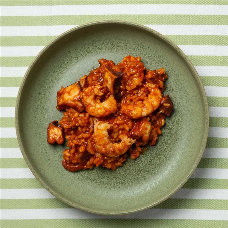 Arroz meloso con pulpo y langostinos