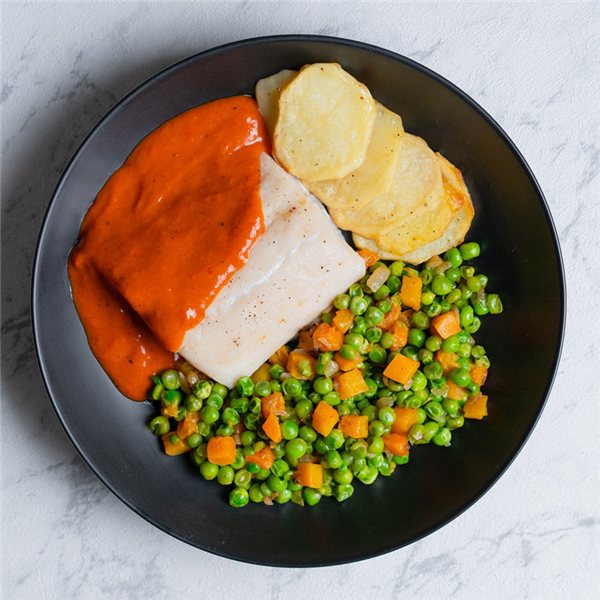 Bacalao en salsa de piquillo-lateral