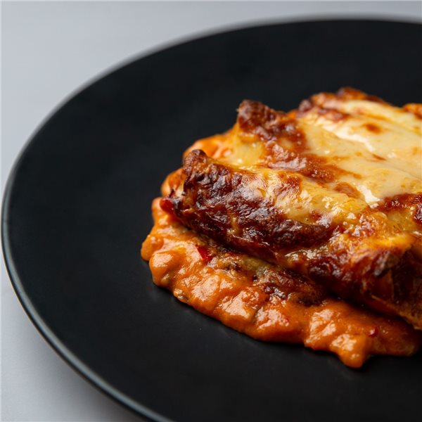 Canelones de atún con bechamel de gambas al ajillo-detalle