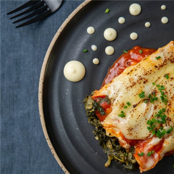 Canelones de espinacas gratinados-detalle