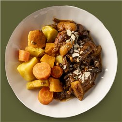Contras de pollo de corral deshuesadas a la Catalana con vegetales asados