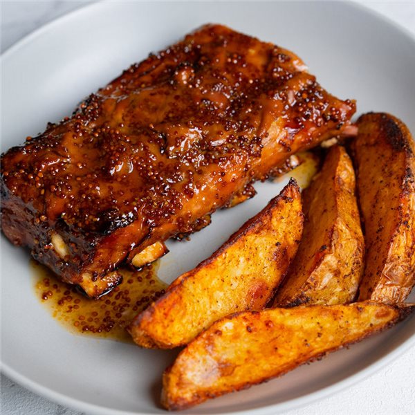 Costilla a la miel y mostaza-detalle