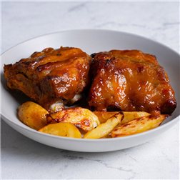 Costilla en salsa de mango con patatas