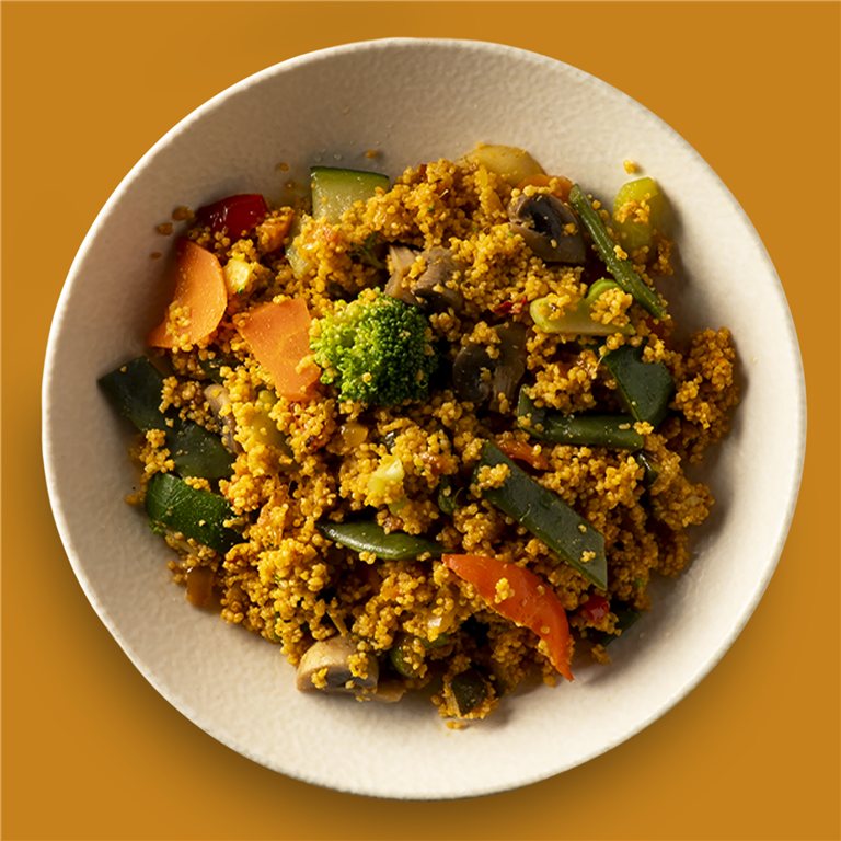 Cous cous con verduras de temporada salteadas