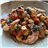 Ensalada de garbanzos con escalivada, langostinos y vinagreta de olivada y avellana-detalle