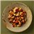 Ensalada de garbanzos con escalivada, langostinos y vinagreta de olivada y avellana