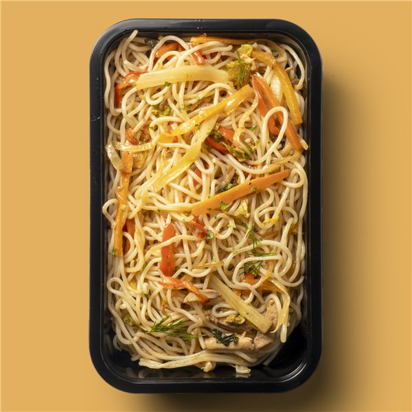 Fideos de arroz estilo Thai con verduras ecológicas de temporada-lateral