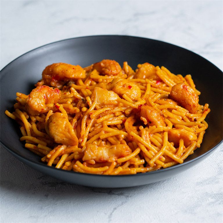 Fideuá de atún y gamba