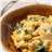 Fusilli a la crema ligera de quesos y espinacas-detalle