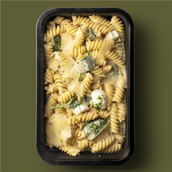Fusilli a la crema ligera de quesos y espinacas-lateral