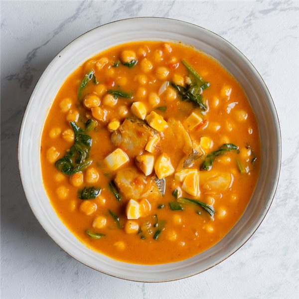 Garbanzos con bacalao y espinacas-detalle