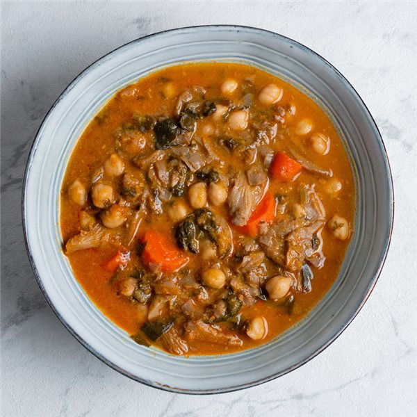 Garbanzos con setas y picada de almendra-lateral