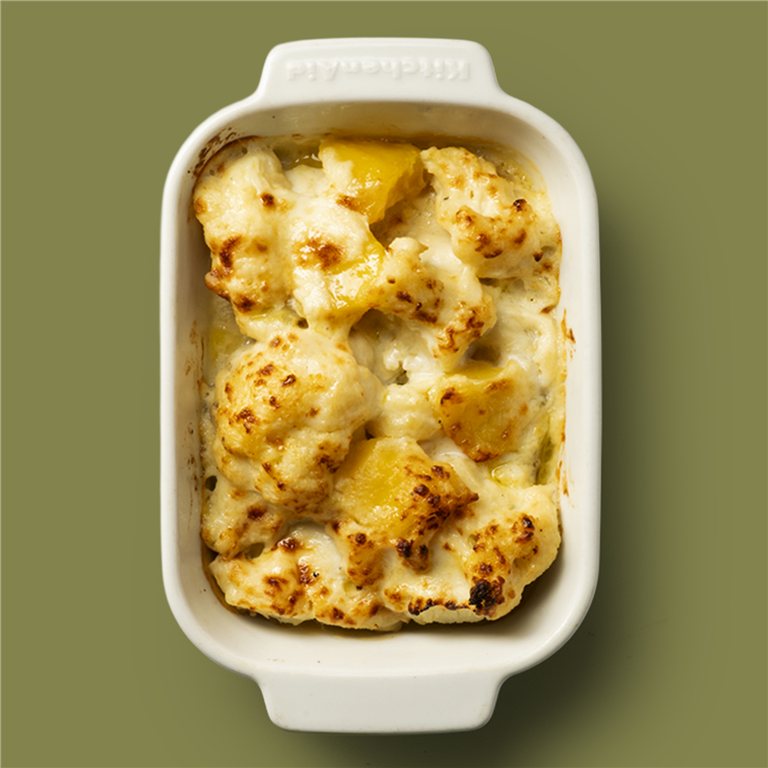 Gratén de coliflor con bechamel ligera de queso Gorgonzola