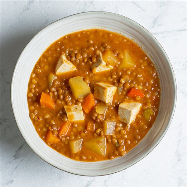 Lentejas con verduras y tofu-lateral