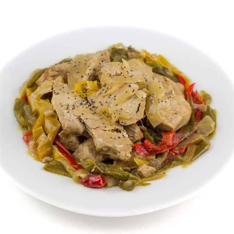 Lomo de atún con verduras