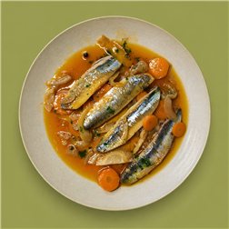 Lomos de sardina ahumada en escabeche de Pedro Ximénez, hinojo y naranja (4 unidades)