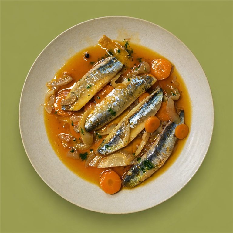 Lomos de sardina ahumada en escabeche de Pedro Ximénez, hinojo y naranja (4 unidades)