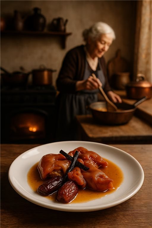 Manitas de cerdo lacadas con oloroso, dátiles y regaliz – Marmita gourmet.