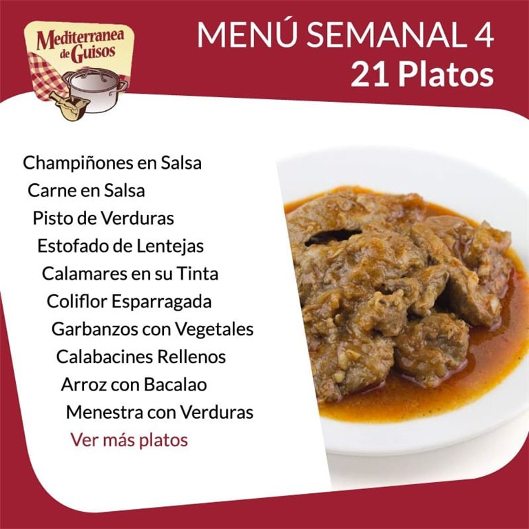 Menú Semanal a Domicilio Opción 4