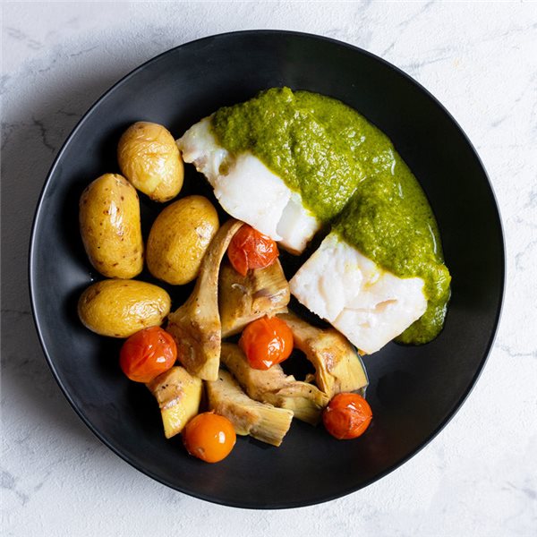 Merluza con mojo verde-lateral