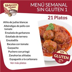 Pack Menú Semanal Sin Gluten 1. Asesorados por ASPROCESE-FACE RESTAURACIÓN.