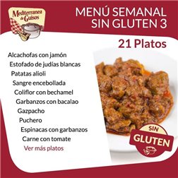 Pack Menú Semanal Sin Gluten 3. Asesorados por ASPROCESE-FACE RESTAURACIÓN.