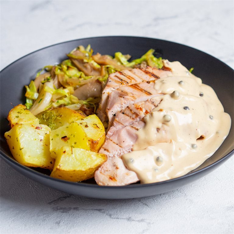 Pavo en salsa a la pimienta