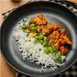 Pavo tikka masala con arroz