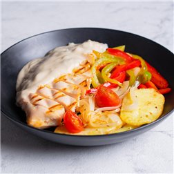 Pollo en salsa roquefort