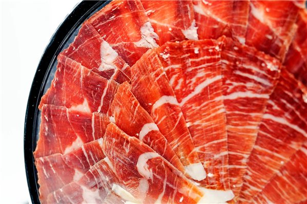 Plato jamón ibérico cebo 50% a 90 gramos en atmosfera protectora-detalle