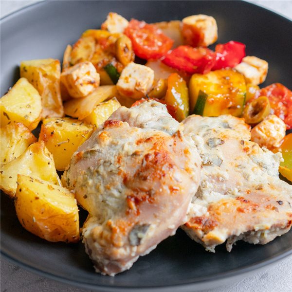 Pollo a la griega-detalle