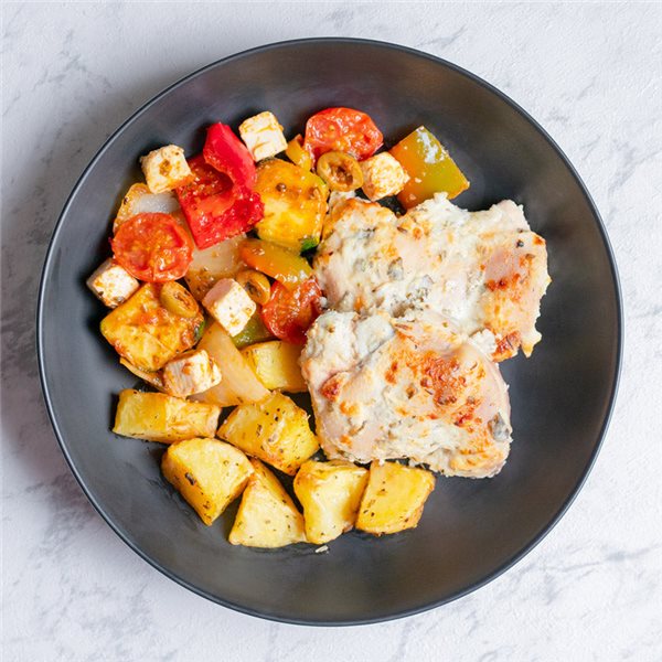 Pollo a la griega-lateral