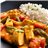 Pollo de corral al curry amarillo con verduras y arroz jazmín-detalle