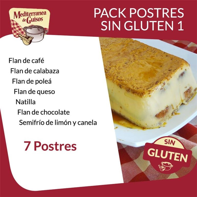 Postres Pack Sin Gluten 1 (7 Postres). Asesorados por ASPROCESE-FACE RESTAURACIÓN.