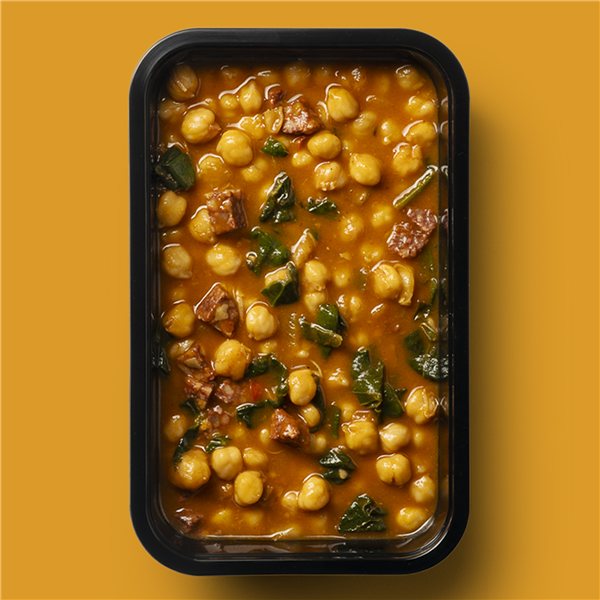 Potaje de garbanzos con espinacas y butifarra negra-lateral