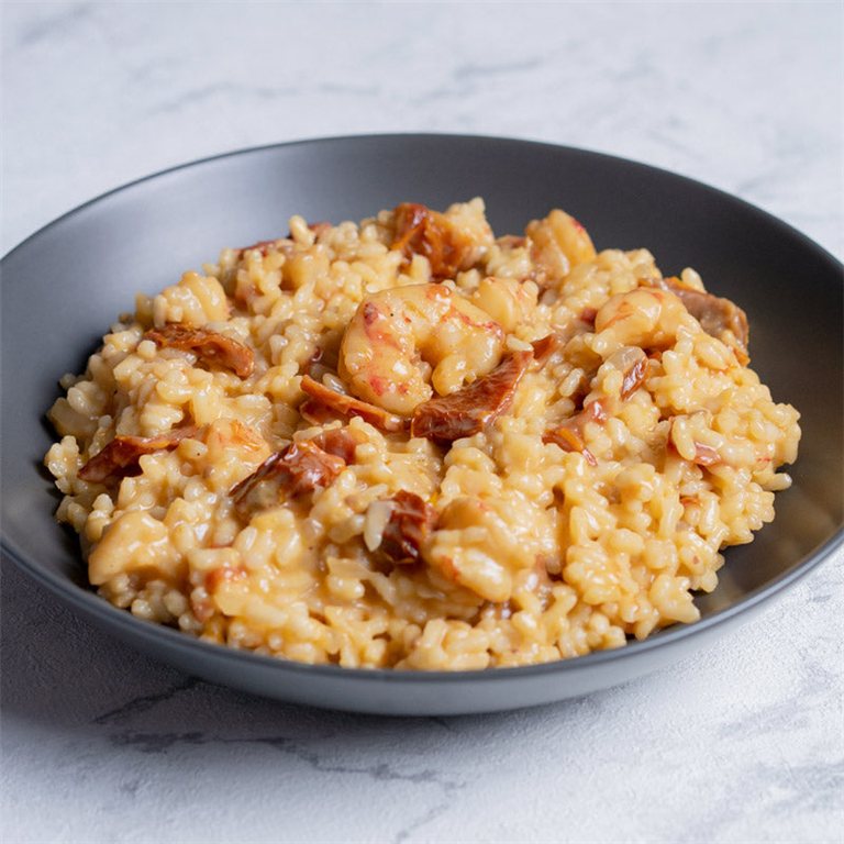 Risotto de gamba y tomate seco