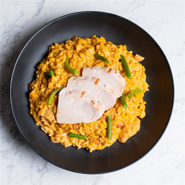 Risotto de gorgonzola y pollo-detalle