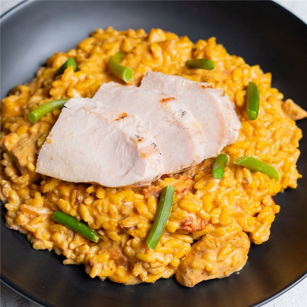 Risotto de gorgonzola y pollo-lateral