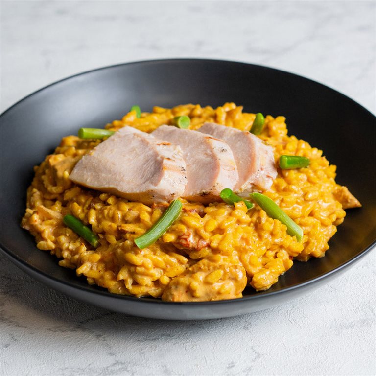 Risotto de gorgonzola y pollo