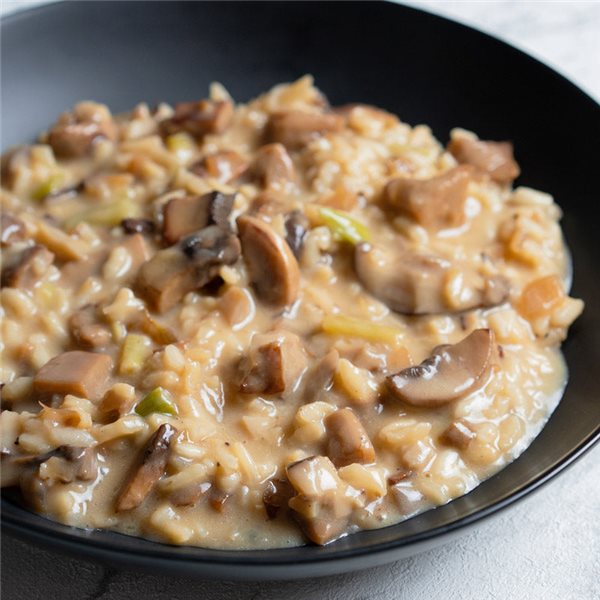 Risotto de setas y ajetes-detalle