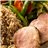 Solomillo de cerdo asado, verduras salteadas y arroz integral-detalle