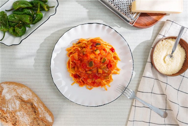 Tallarines con verduras